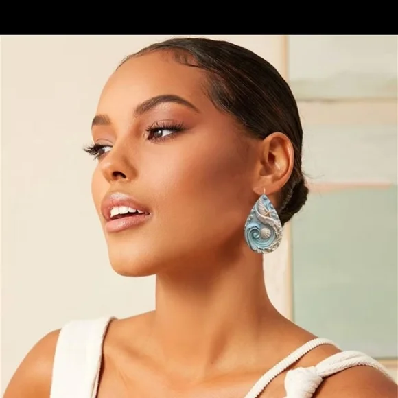 Ocean-Themed‎ Teardrop Earrings F62 - Picture 3 of 3